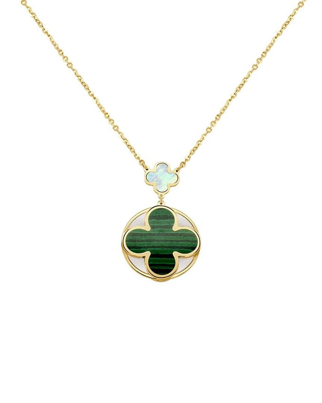 Italian Gold Metallic 14K Gemstone Clover Pendant