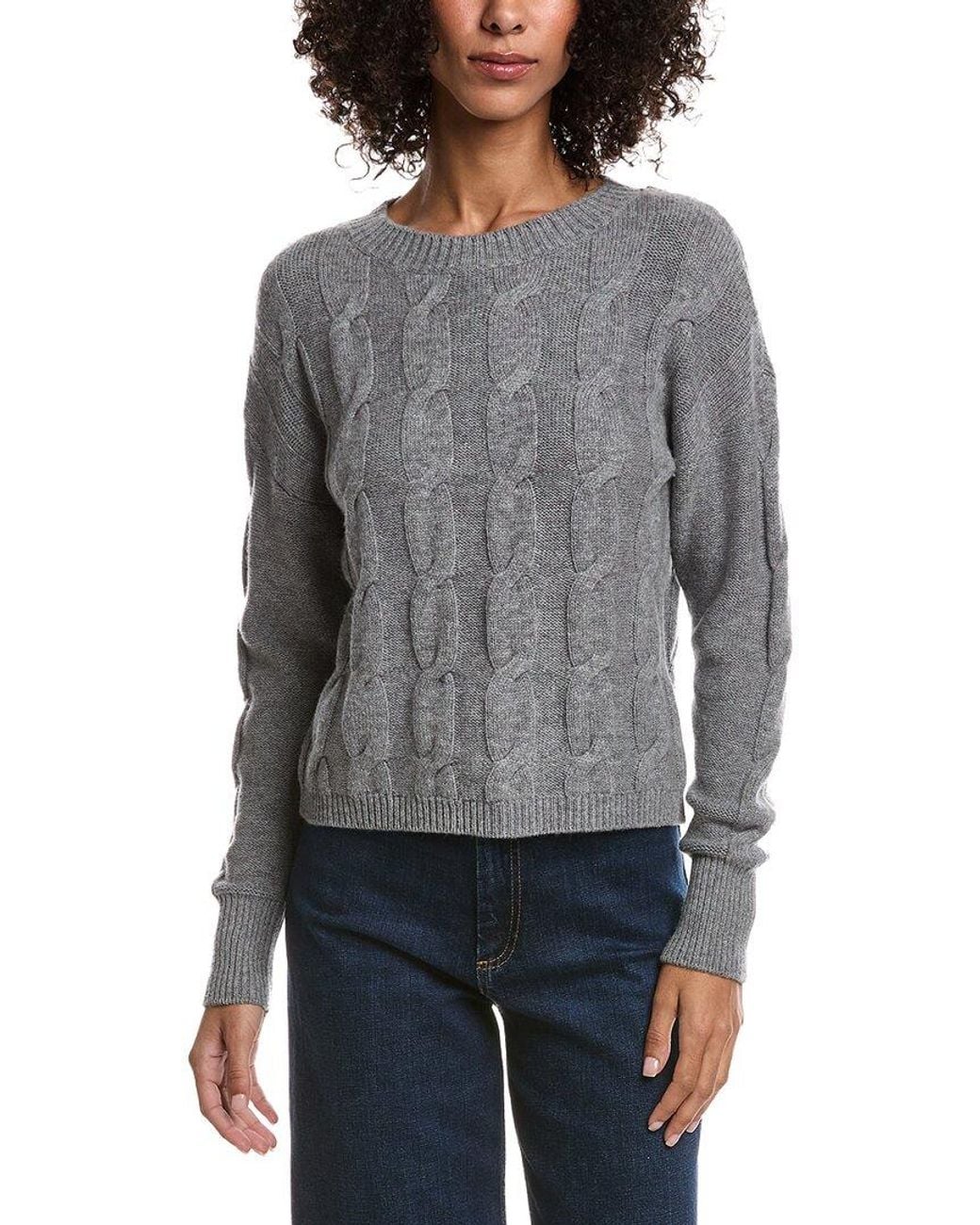 Forte Gray Crop Cable Wool & Cashmere-Blend Sweater
