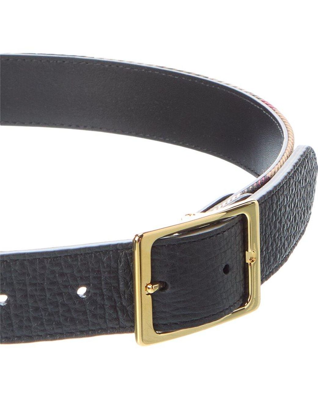 Burberry Blue Check Canvas & Leather Belt