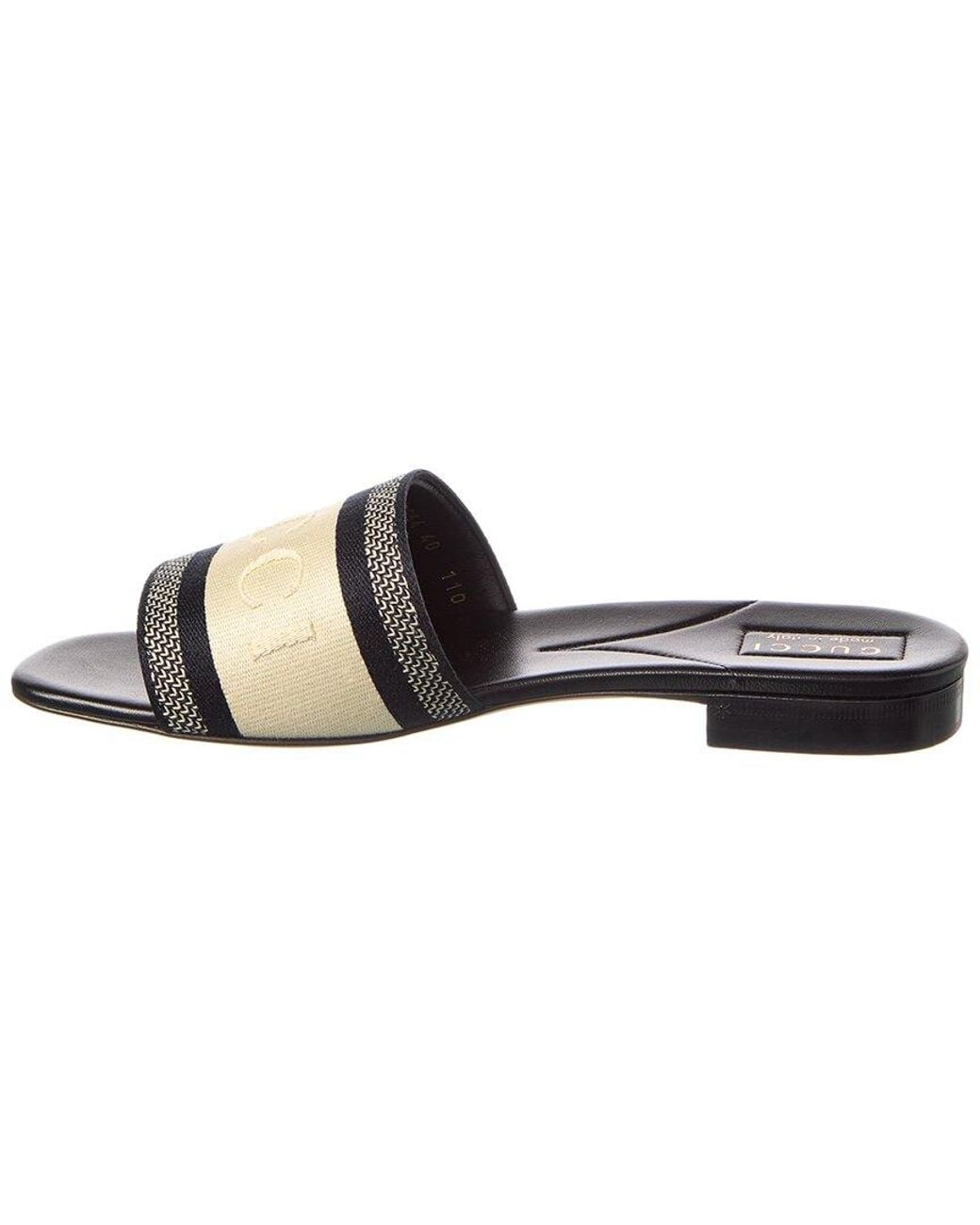 Gucci Black Web Canvas & Leather Sandal