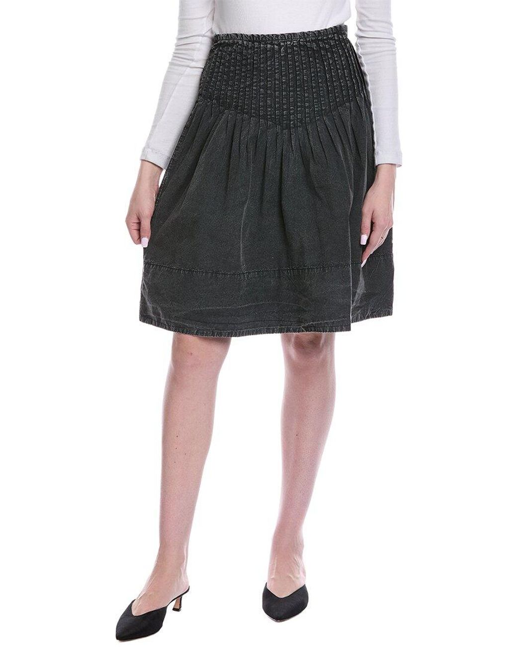 Free People Black Peyton Pintuck Midi Skirt