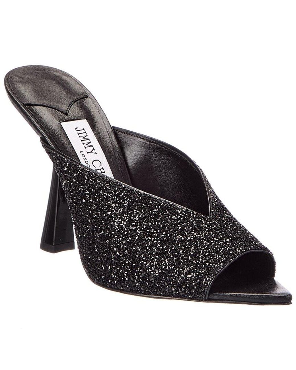 Jimmy Choo Black Maryanne 100 Glitter Sandal