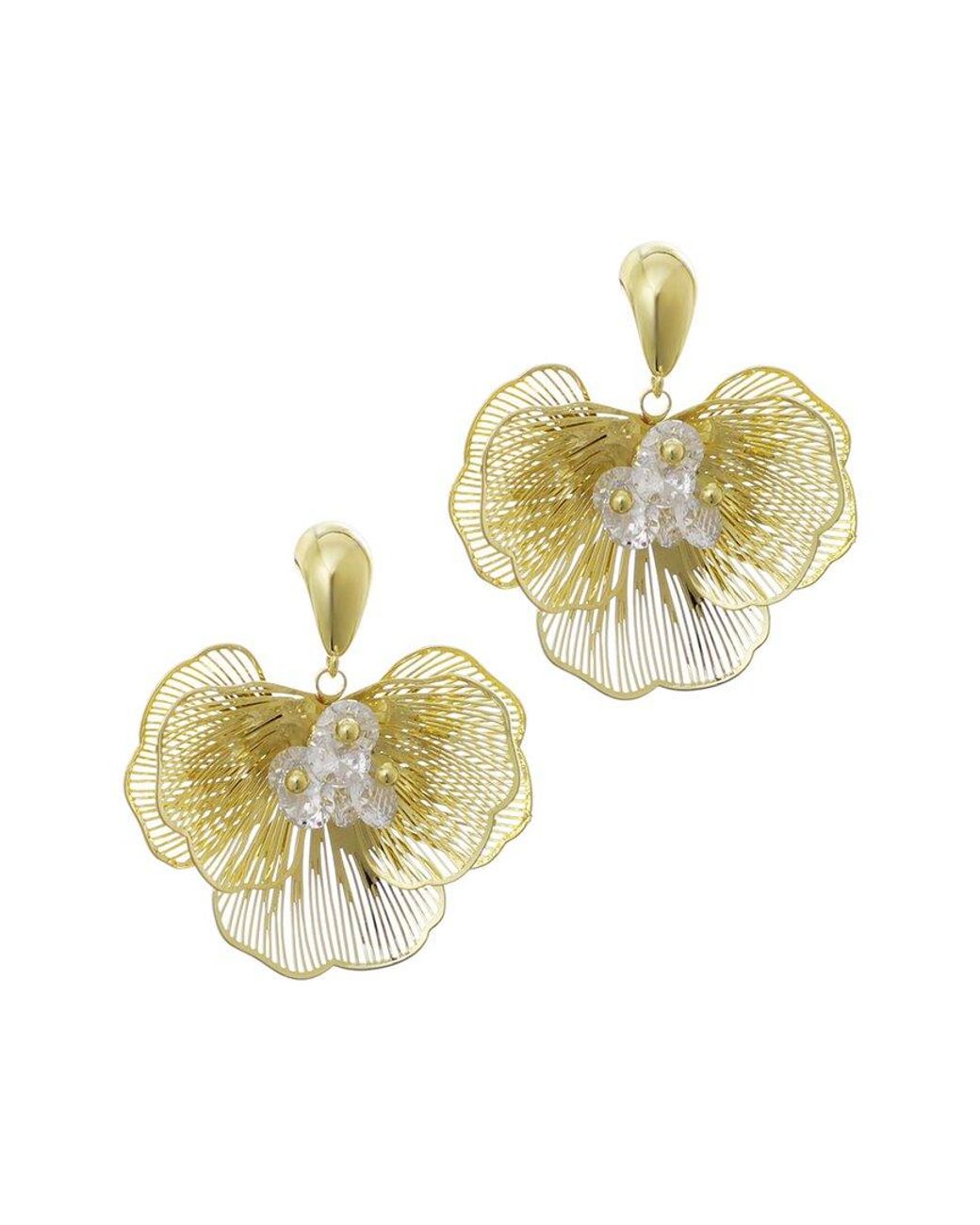 Adornia Metallic 14K Plated Crystal Flower Stud Earrings