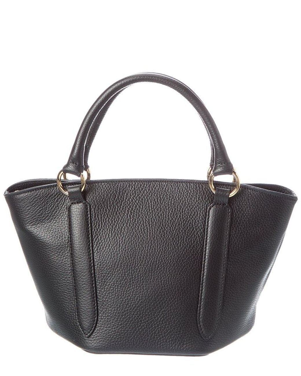 Italian Leather Black Top Handle Tote