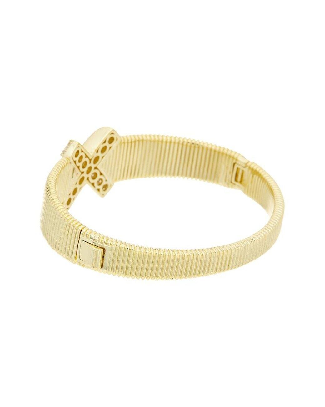 Juvell Metallic Plated Cz Cuff Bangle Bracelet