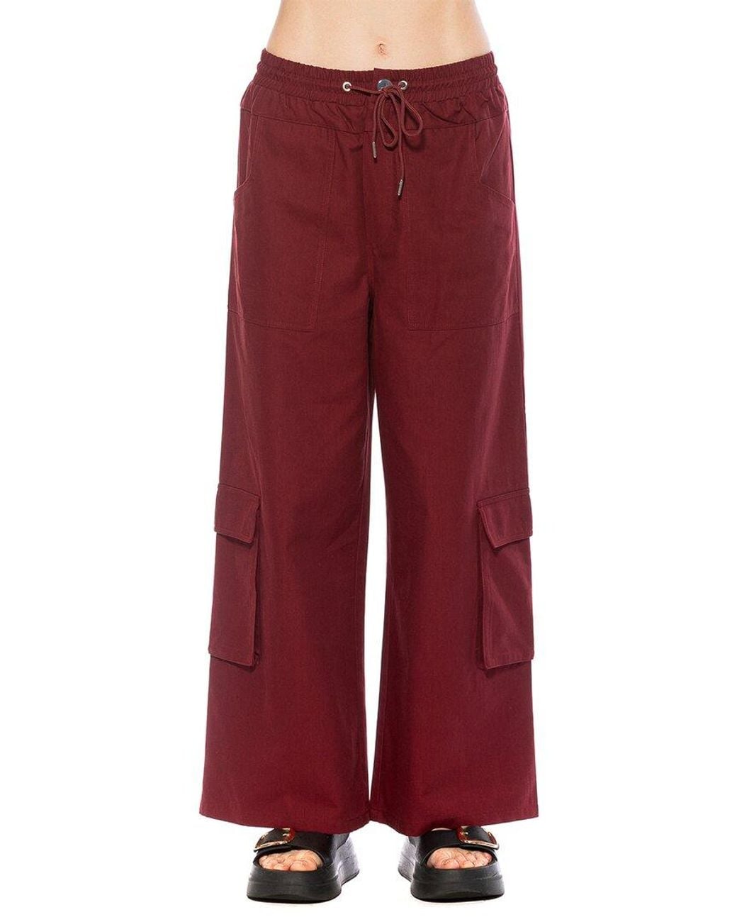 Alexia Admor Red Evren Drawstring Cargo Pant