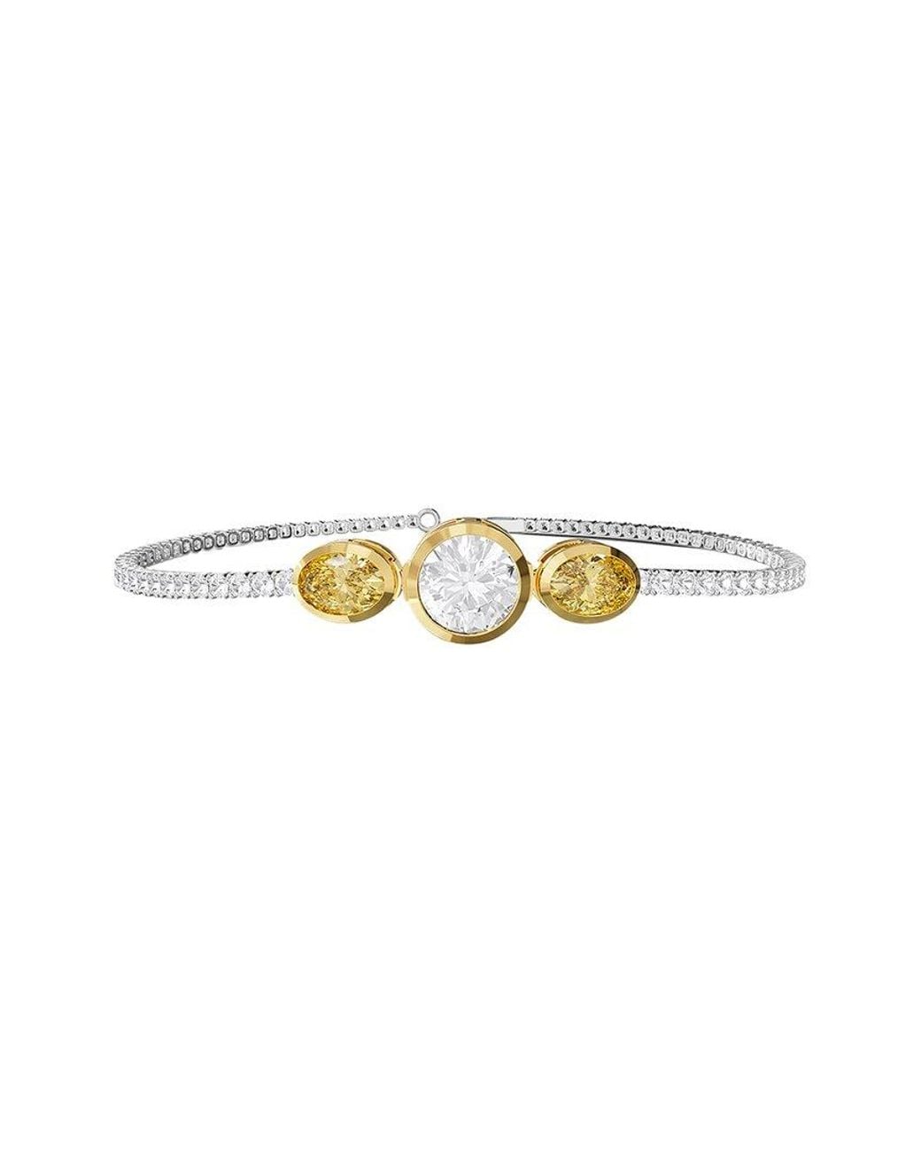Lab Grown Diamonds White 14K 4.02 Ct. Tw. Lab-Grown Diamond & Gemstone Bangle Bracelet