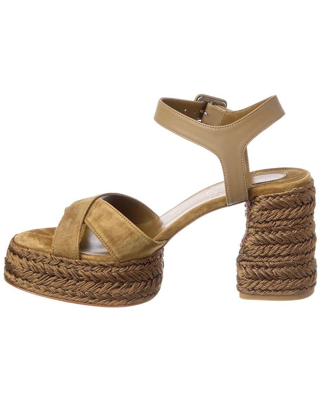 Christian Louboutin Metallic Logo Suede Sandal