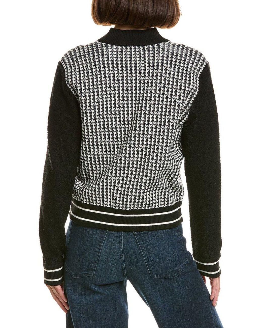 Karl Lagerfeld Gray Bonjour Knit Wool-Blend Bomber Jacket