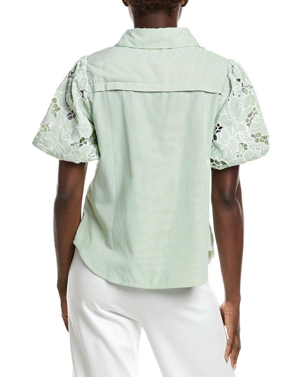 Gracia Gray Lace Cutwork Shirt
