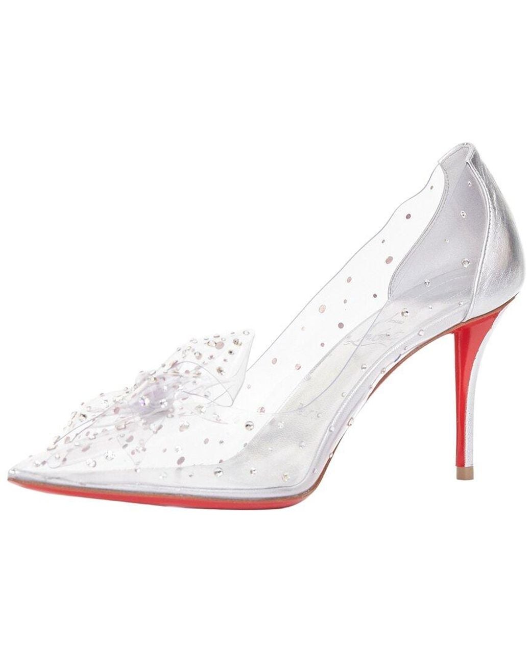 Christian Louboutin White Pvc Bridal Jelly Strass 80 Crystal Bow Pump (Authentic Pre-Loved)