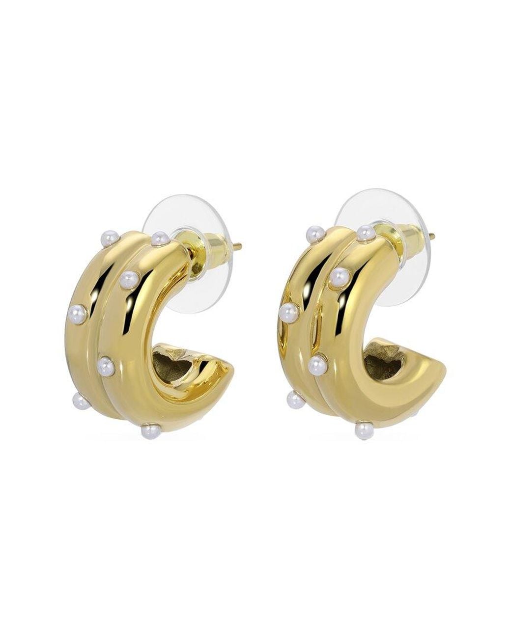Eye Candy LA Metallic Glass Pearl Hoop Earring