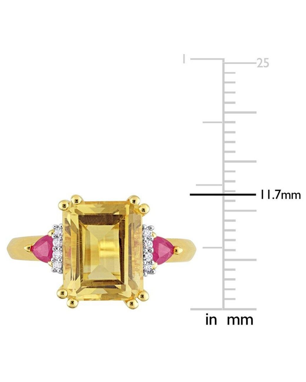 Rina Limor Metallic Silver 3.54 Ct. Tw. Diamond & Citrine & Ruby Ring