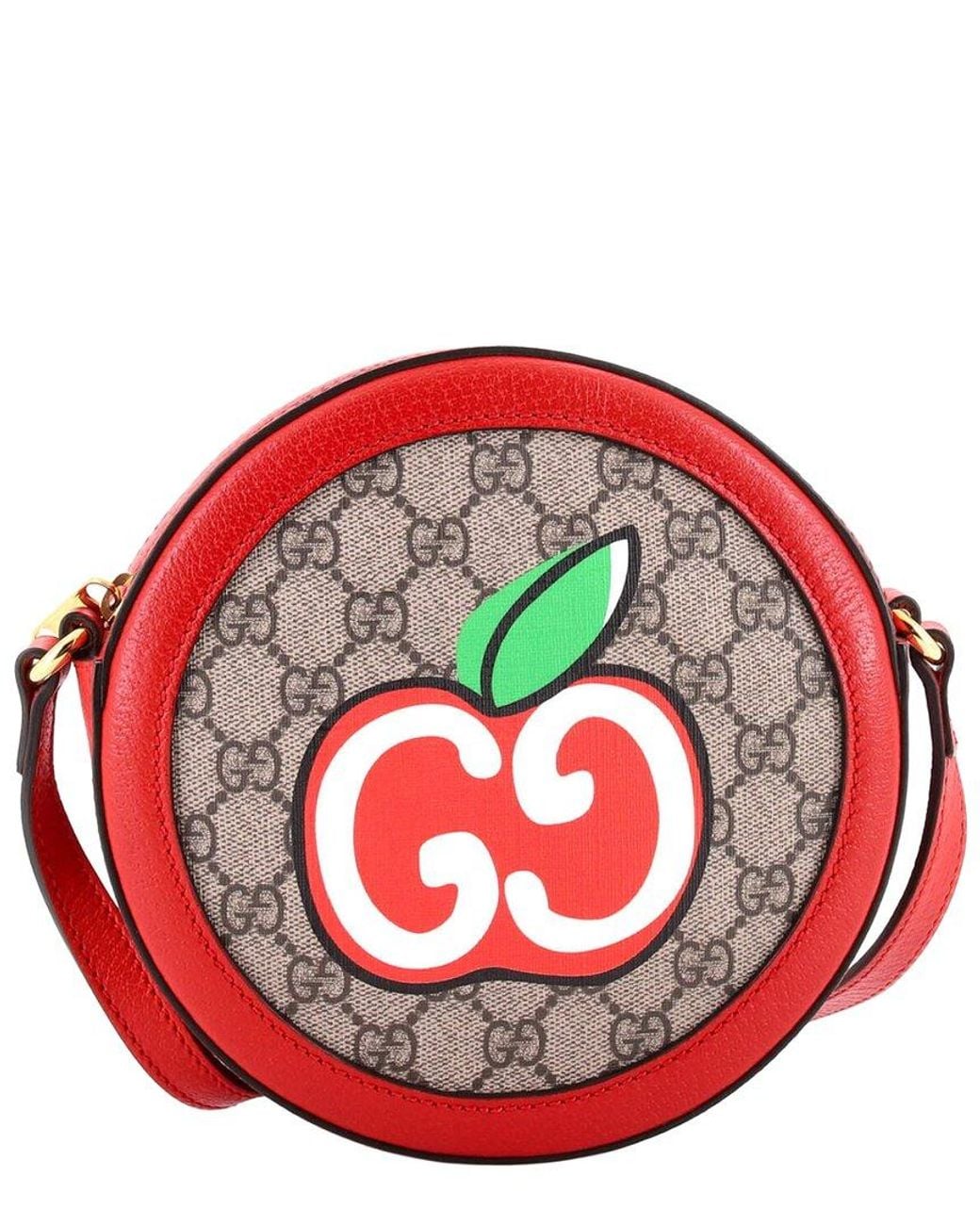 Gucci Red Ophidia Round Shoulder Bag Apple GG Mini (authentic Pre-loved)