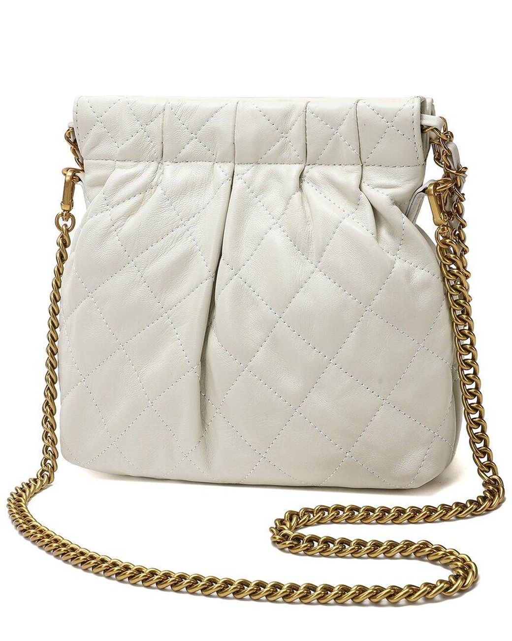 Tiffany & Fred Paris White Quilted Leather Crossbody