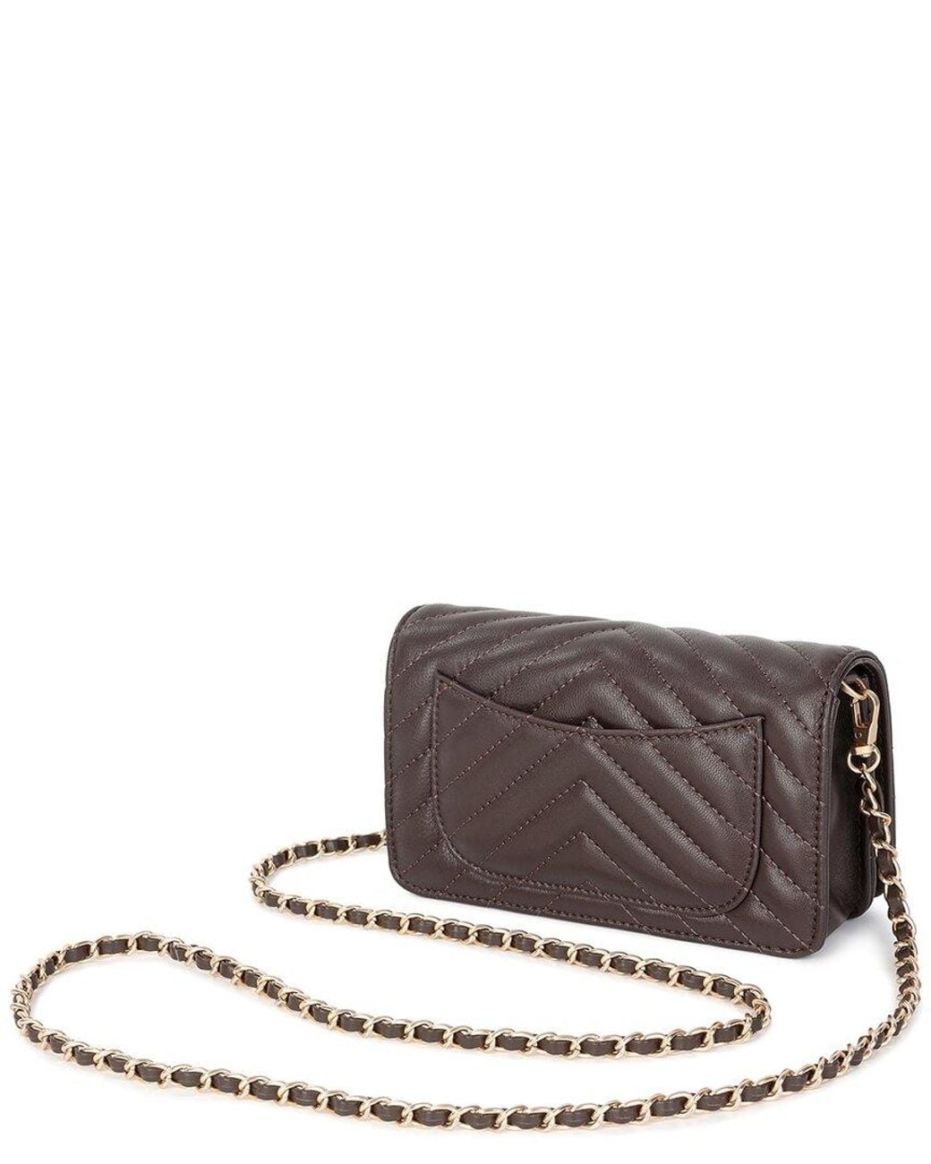 Tiffany & Fred Paris Brown Mini Quilted Leather Flap Bag