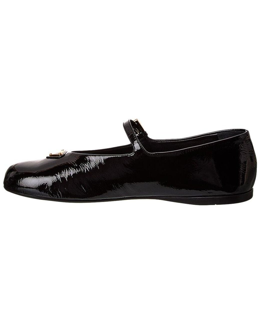 Prada Black Triangle Patent Flat