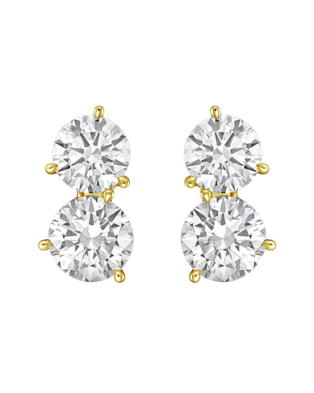 Diana M Metallic 14K 7.00 Ct. Tw. Lab-Grown Diamond Two-Stone Earrings