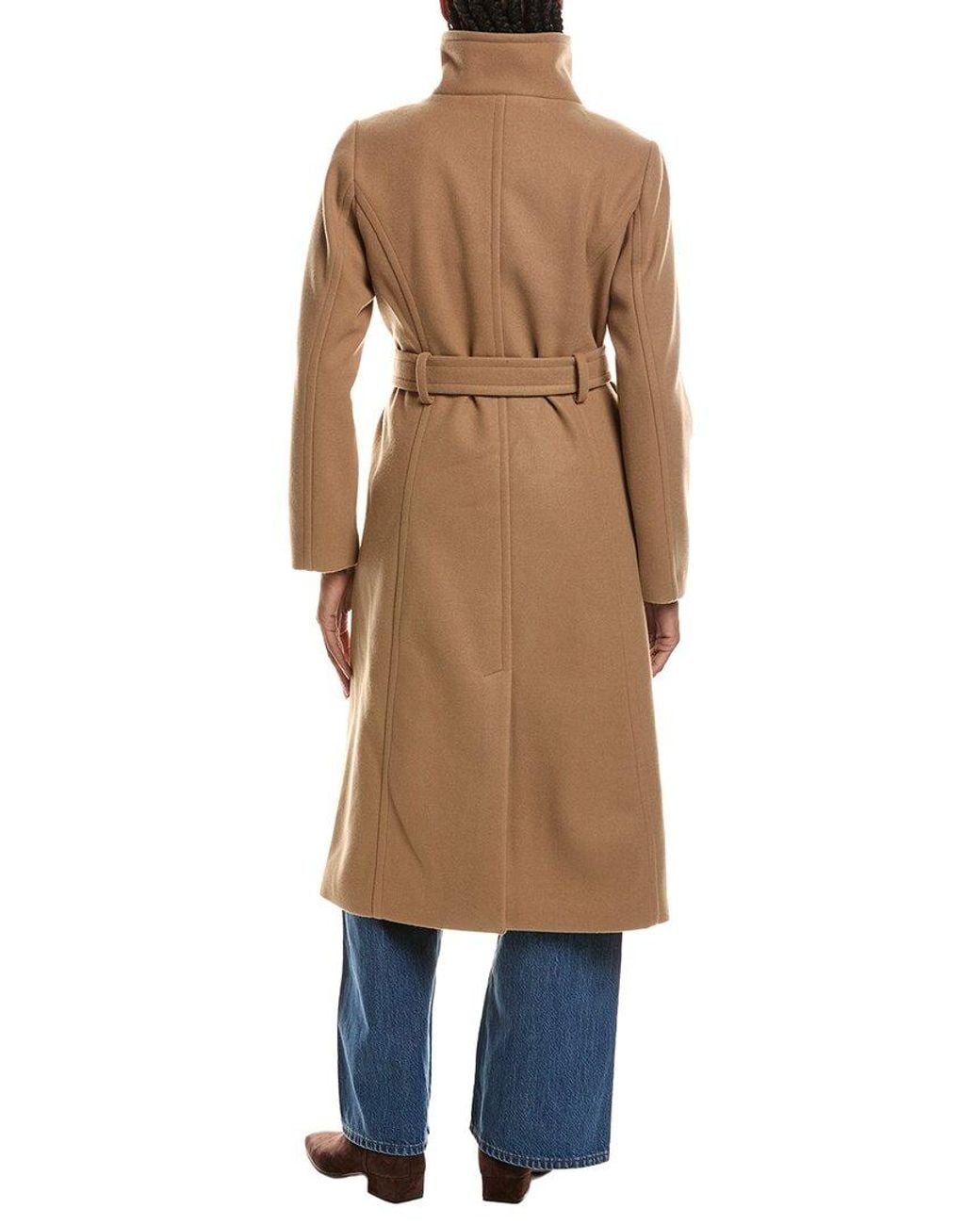 Ellen Tracy Natural Stand Up Collar Longline Jacket