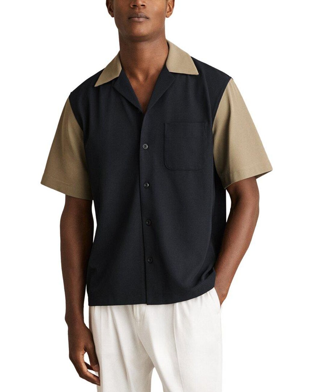 Reiss Black Peza Textured Top for men