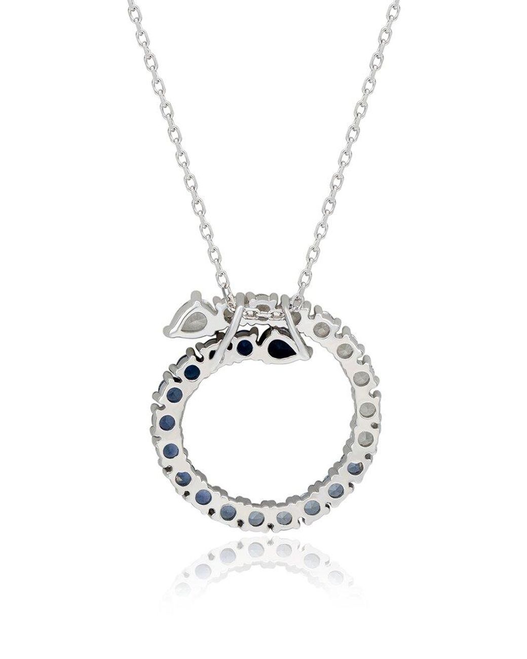 Suzy Levian Blue 2.00 Ct. Tw. Diamond & Sapphire Circle Journey Pendant