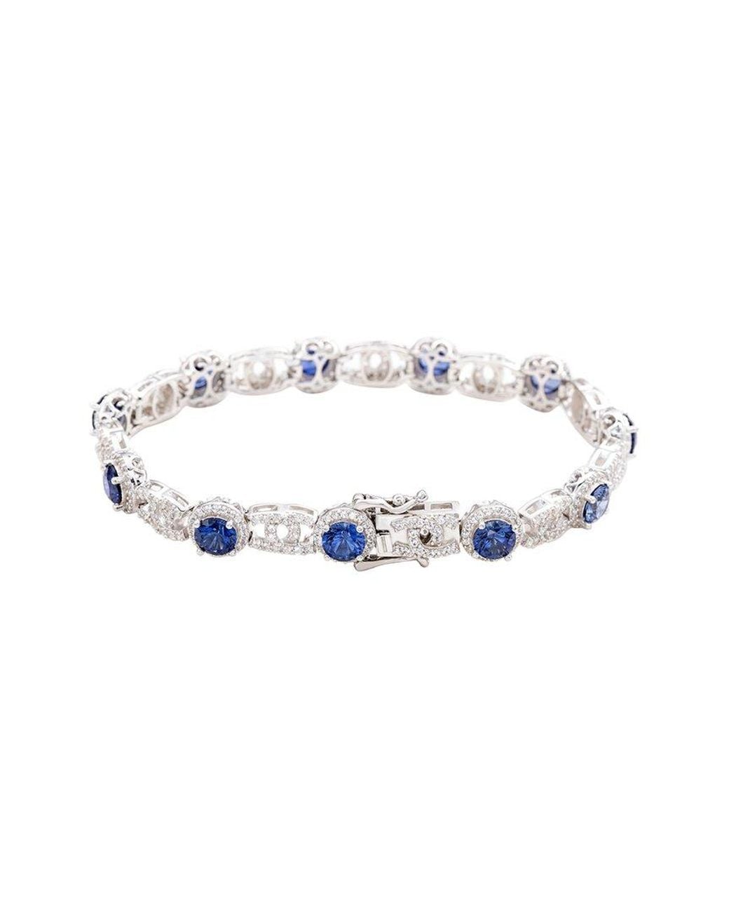 Suzy Levian White Silver 0.02 Ct. Tw. Diamond & Gemstone Bracelet