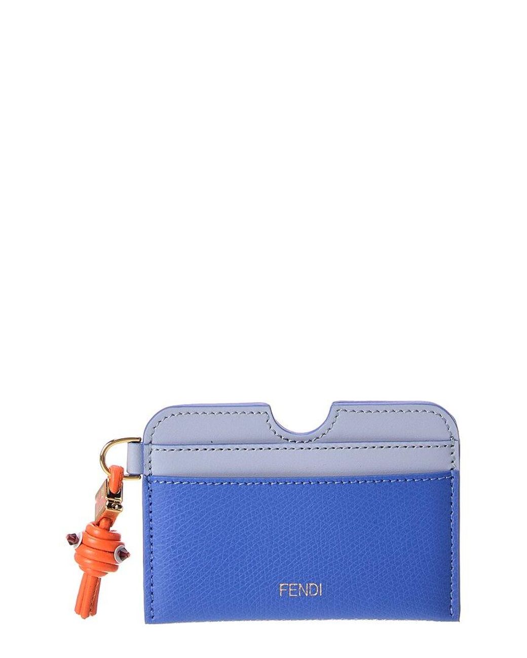 Fendi Blue Ff Diamond Leather Card Case