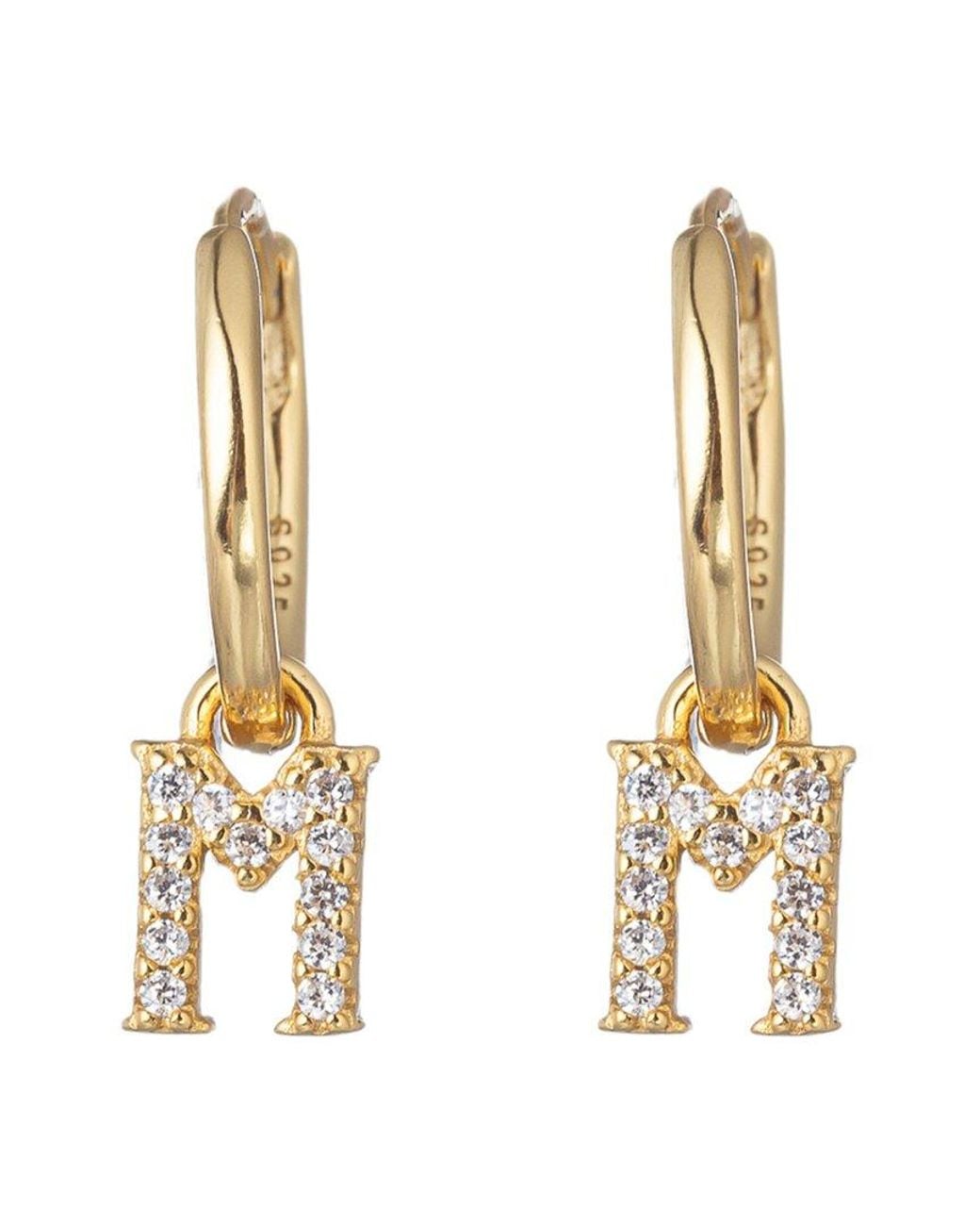 Eye Candy LA Metallic Luxe Collection Silver Cz Initial Huggie Earrings (a-z)