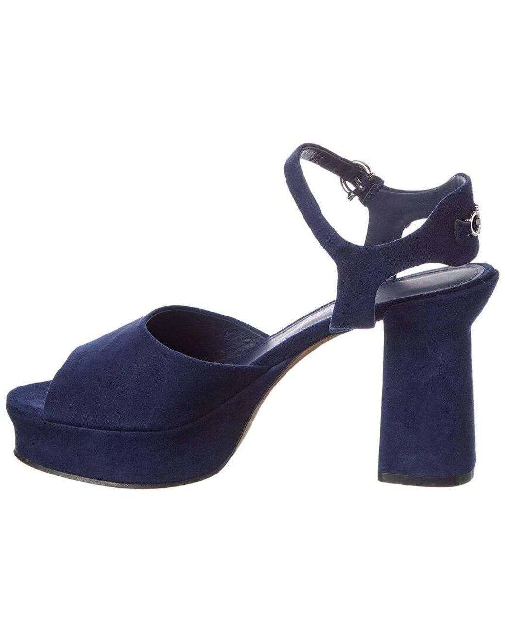 Ferragamo Blue Ferragamo Sasha Suede Sandal