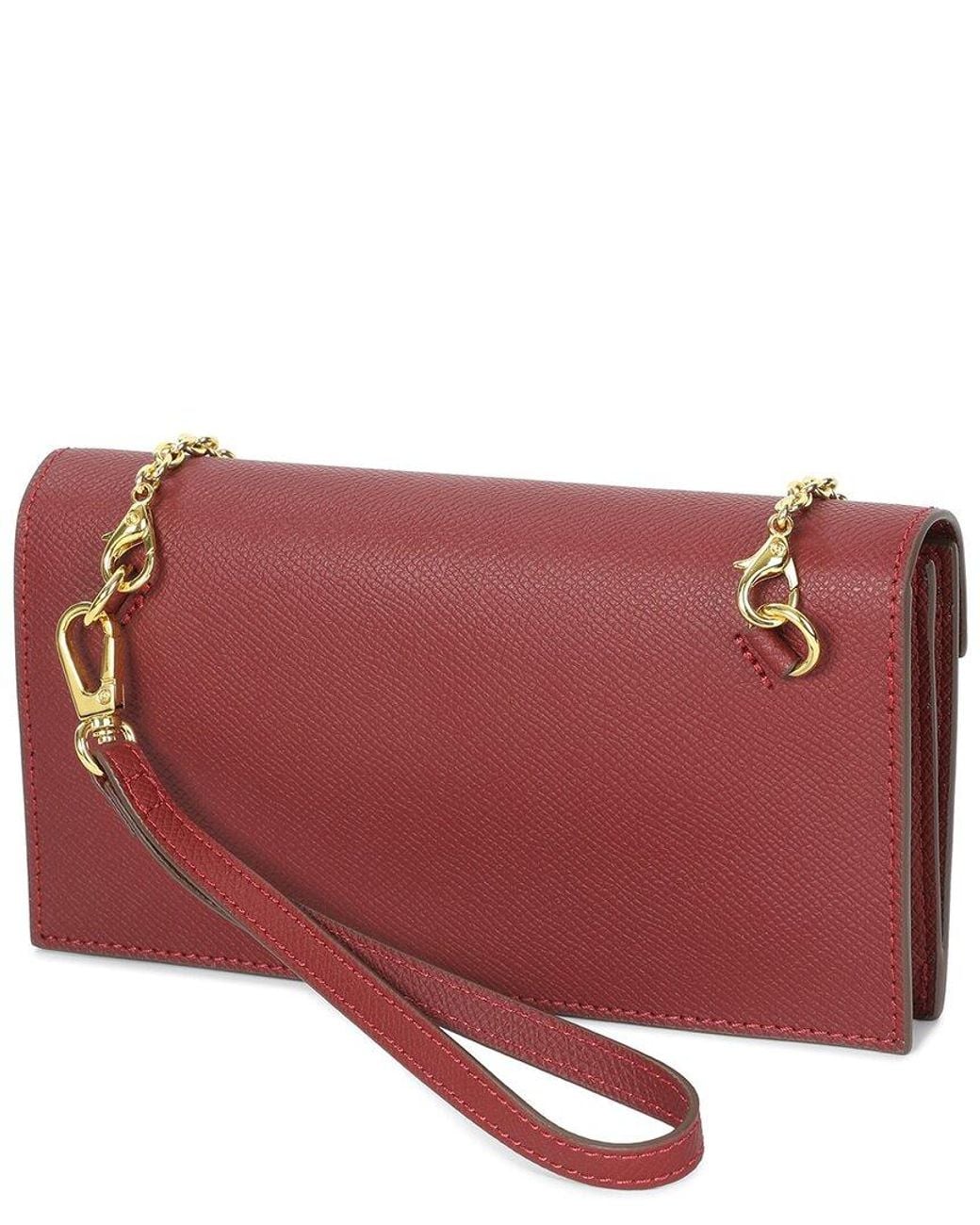 Tiffany & Fred Paris Red Saffiano Leather Convertible Wallet/Clutch