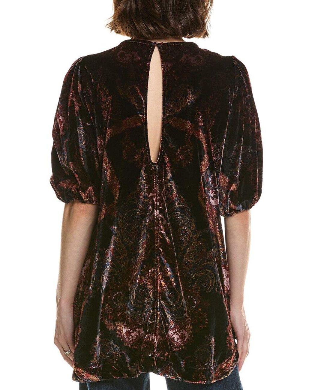 Free People Black Maye Printed Velvet Tunic