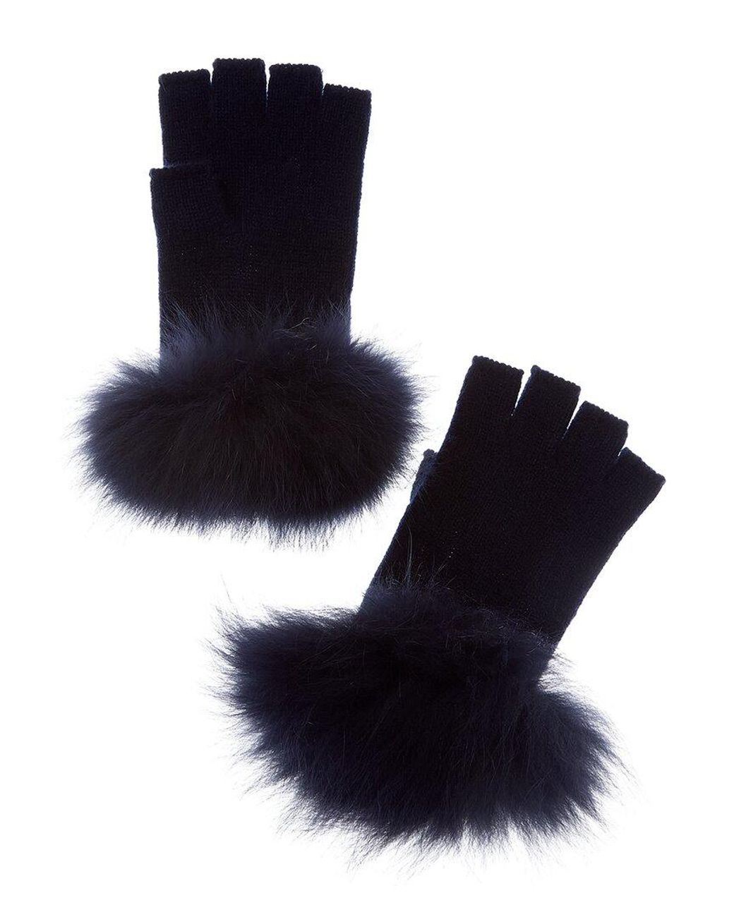 Sofiacashmere Blue Sofiacashmere Fingerless Cashmere Gloves