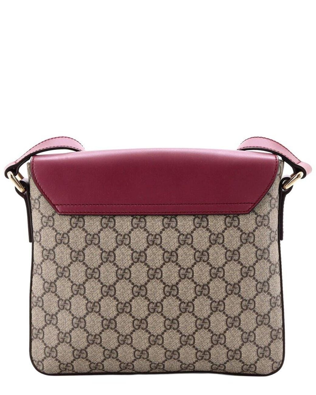 Gucci Purple Gg Coated Canvas & Leather Flap Messenger Bag Medium (Authentic Pre-Loved)