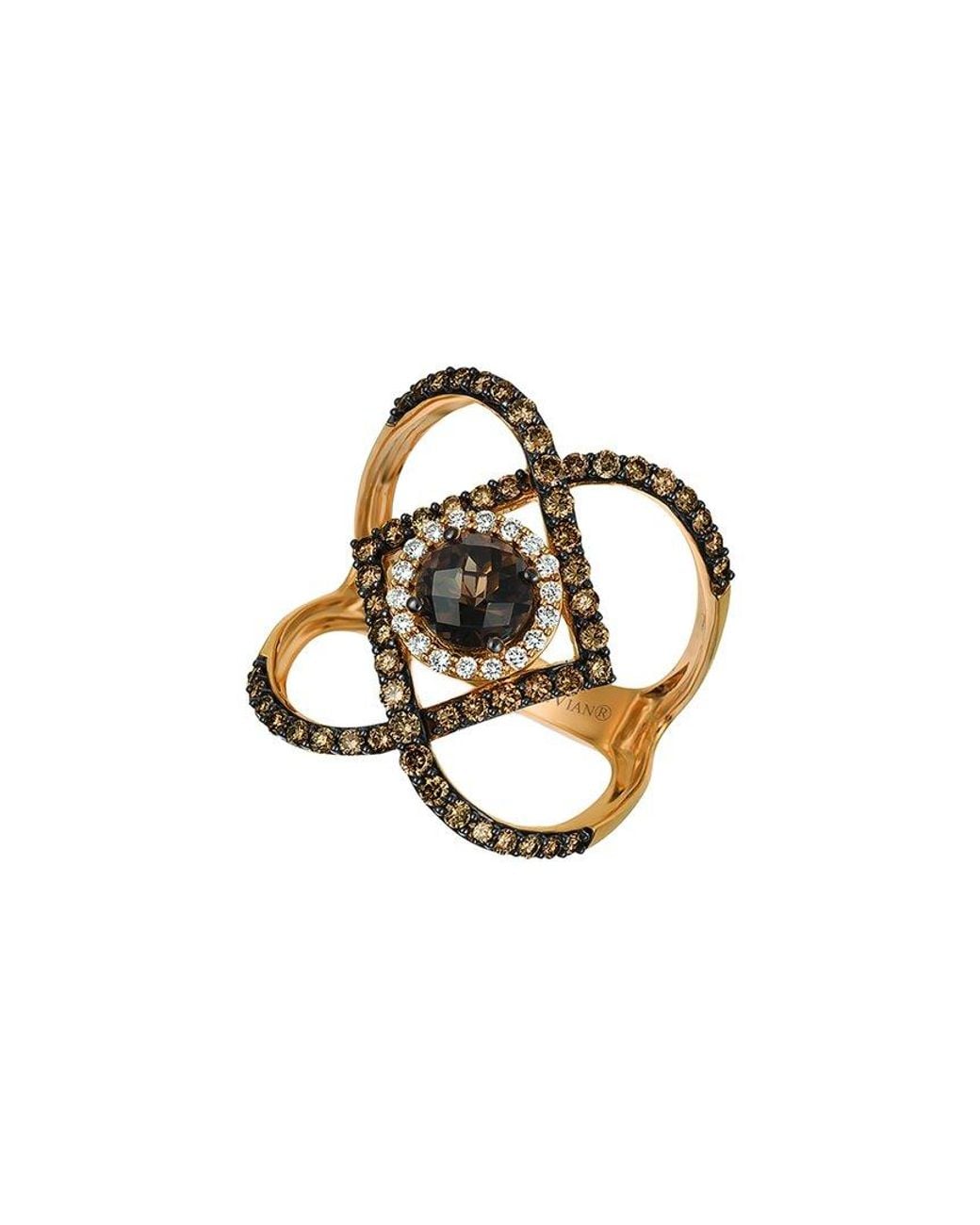 Le Vian White Chocolate Quartz 14K Rose 1.73 Ct. Tw. Diamond & Smoky Quartz Cocktail Ring