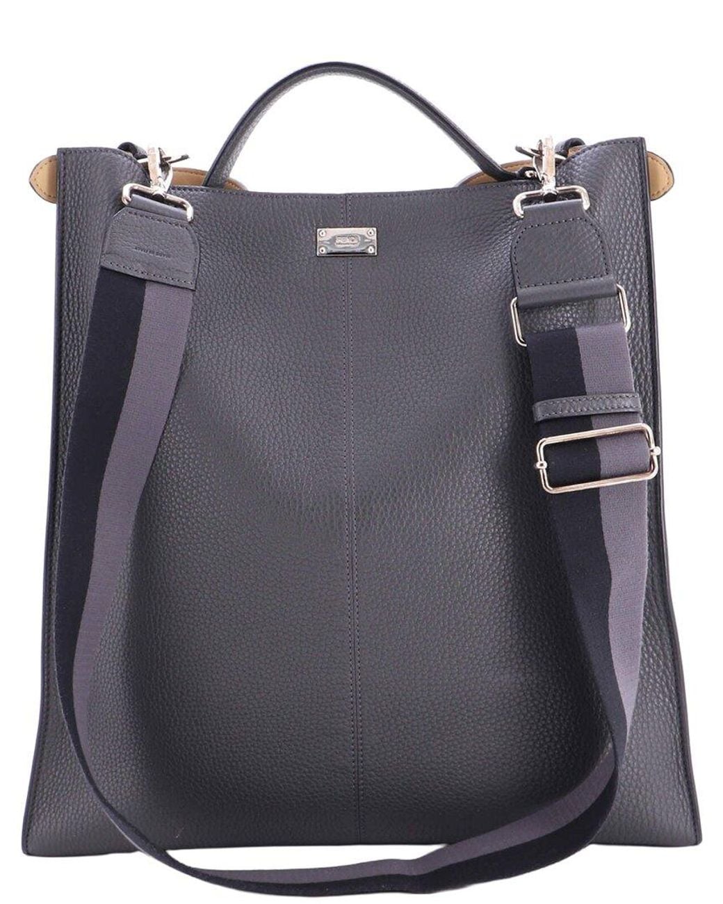Fendi Black Grey Sheep Leather Peekaboo X-lite Fit Bag (authentic Pre-loved)