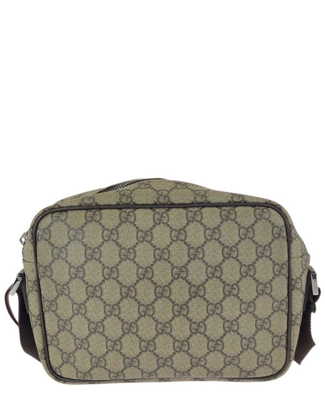 Gucci Black Beige Gg Supreme Canvas & Leather Shoulder Bag (authentic Pre-loved)