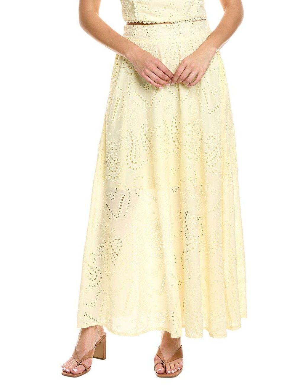 Estellina Yellow Embroidered Skirt