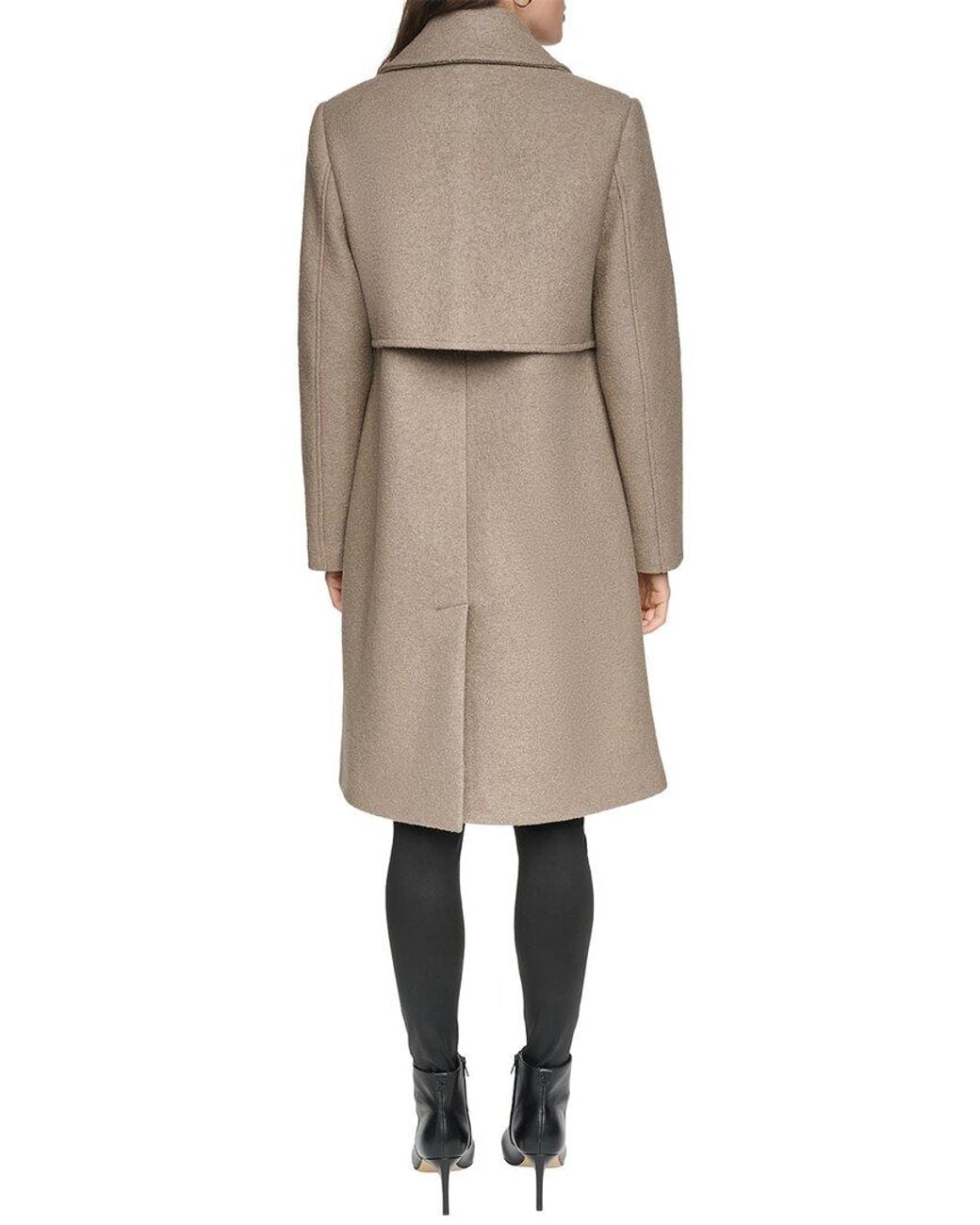 Andrew Marc Natural Besette Boiled Wool-Blend Coat