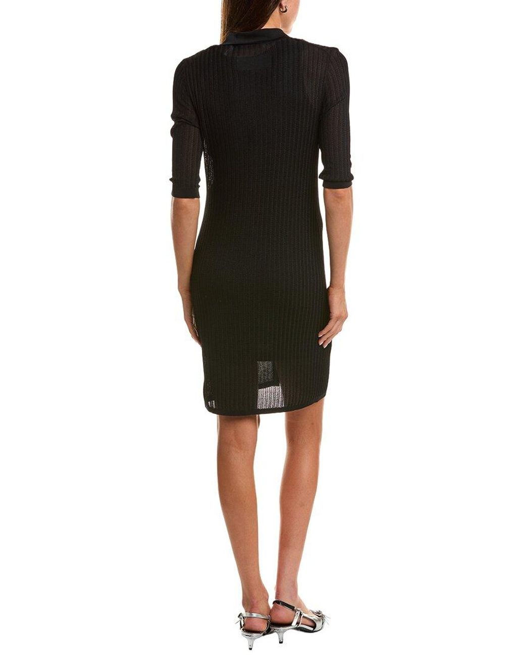 Helmut Lang Black Pointelle Polo Dress