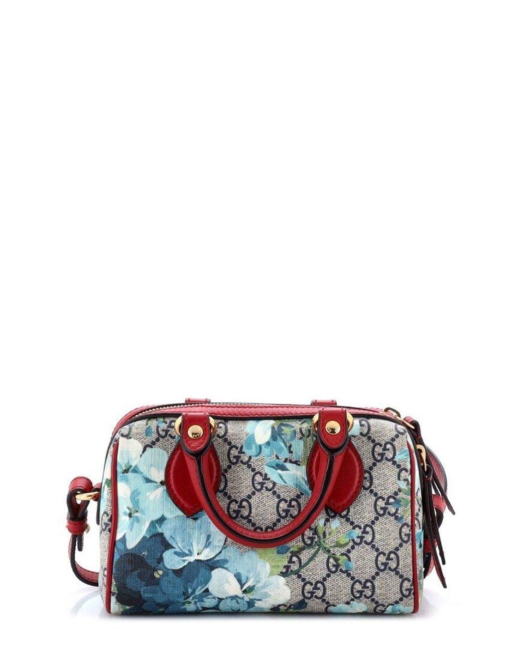 Gucci White Blooms Print Gg Coated Canvas Convertible Boston Bag Nano (Authentic Pre-Loved)