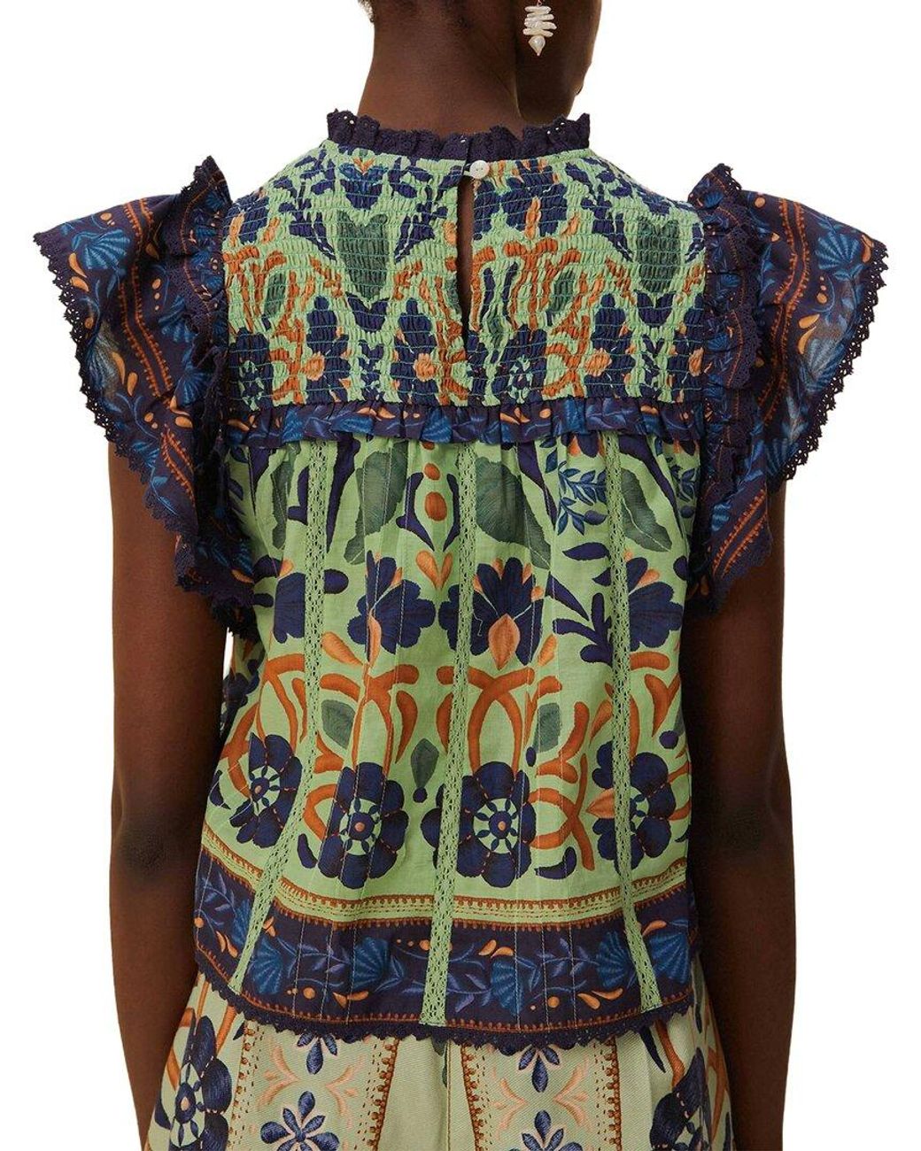 Farm Rio Green Sleeveless Blouse