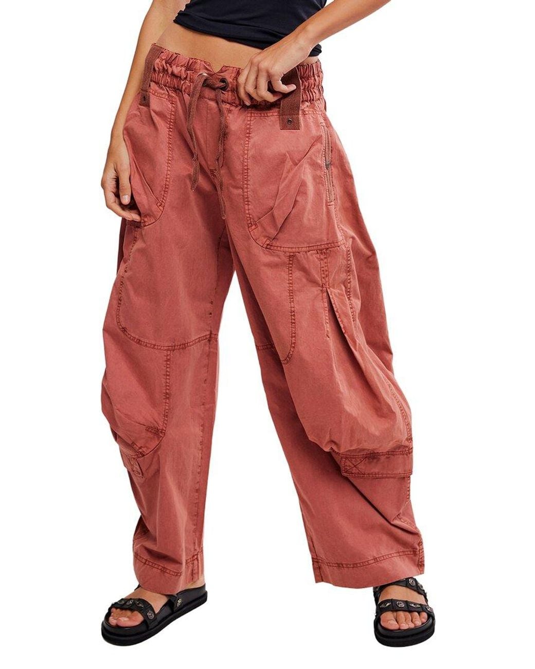 Free People Red Onset Parachute Pant