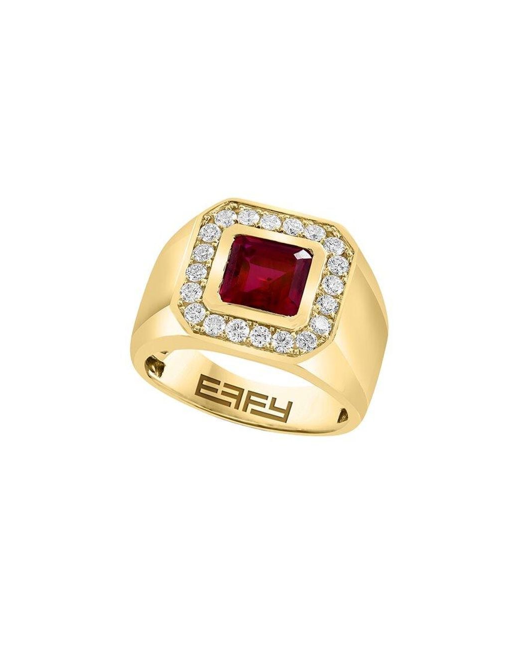 Effy Fine Jewelry White 14K 3.30 Ct. Tw. Lab-Grown Diamond & Lab-Grown Ruby Ring