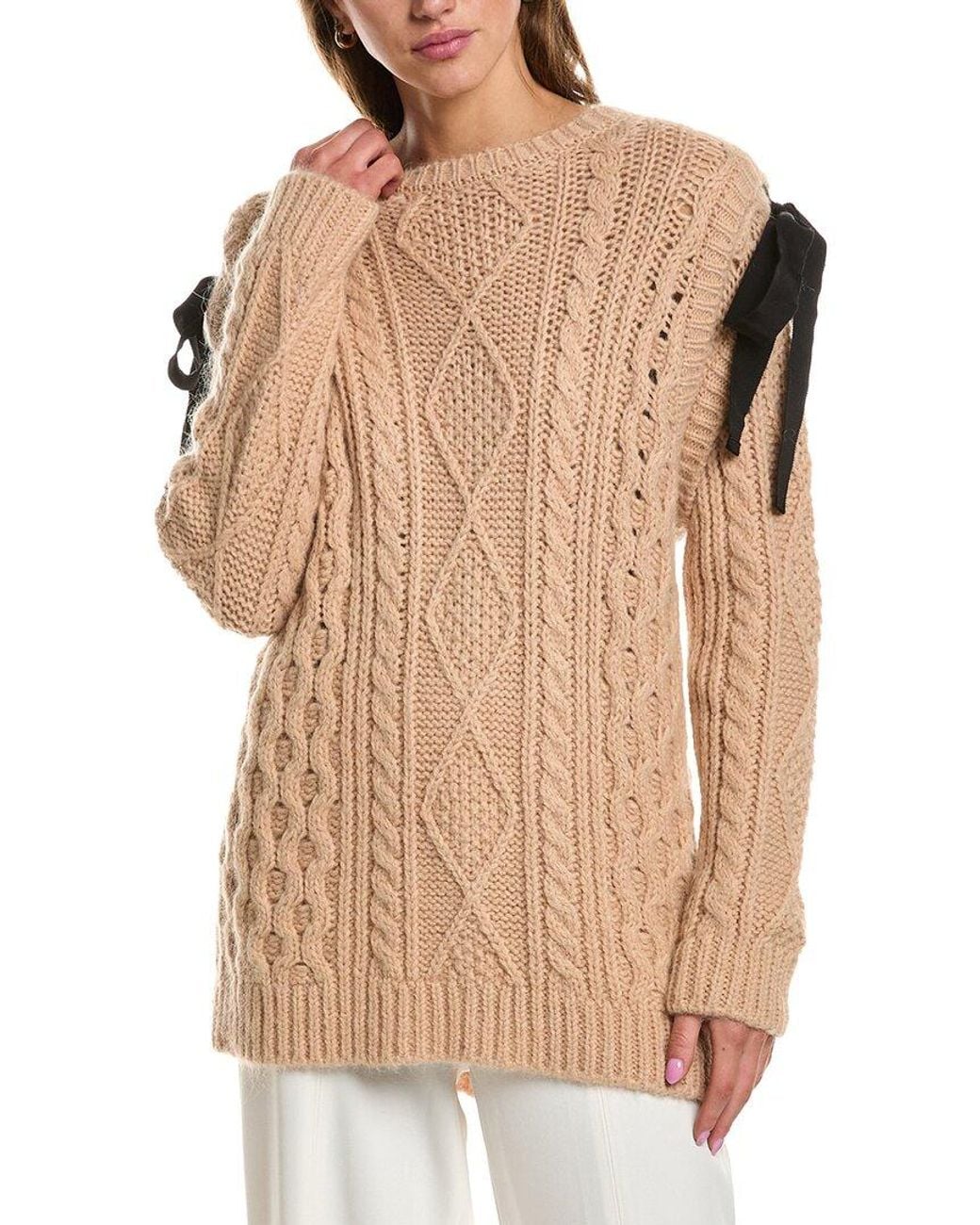 RED Valentino Brown Mohair-Blend Tunic Sweater