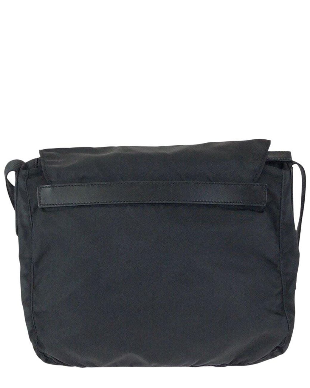 Prada Black Tessuto Nylon & Leather Triangle Logo Shoulder Bag (Authentic Pre- Loved)