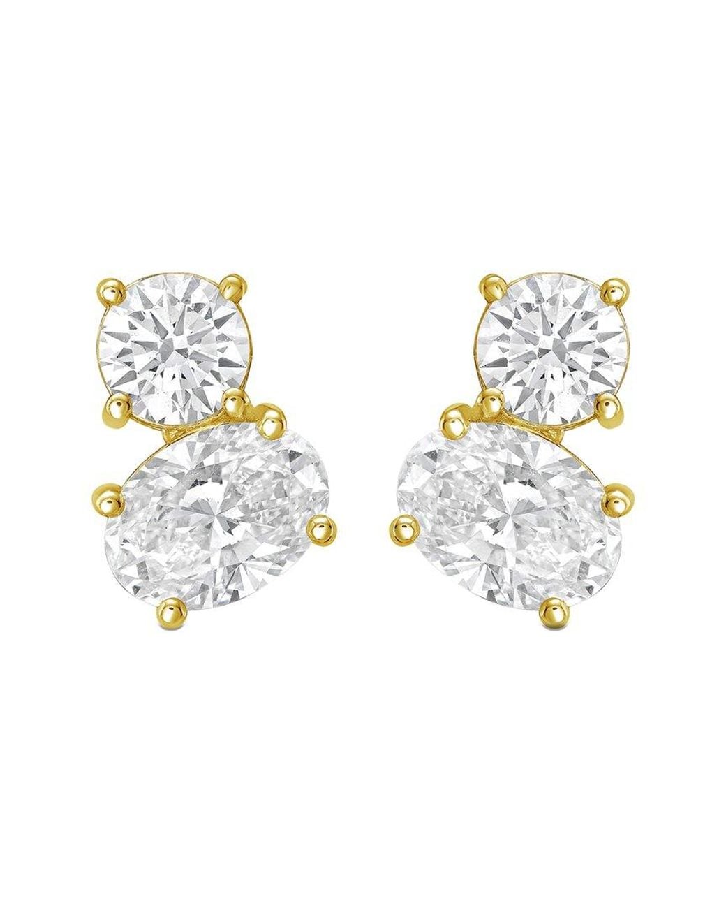 Diana M Metallic Diana M. 14K 5.00 Ct. Tw. Lab-Grown Diamond Two-Stone Earrings