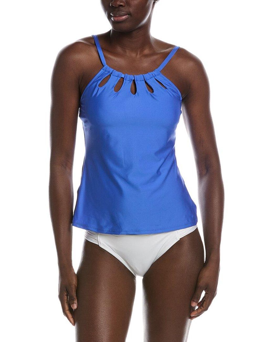 24th & Ocean Blue Solid Tankini Top