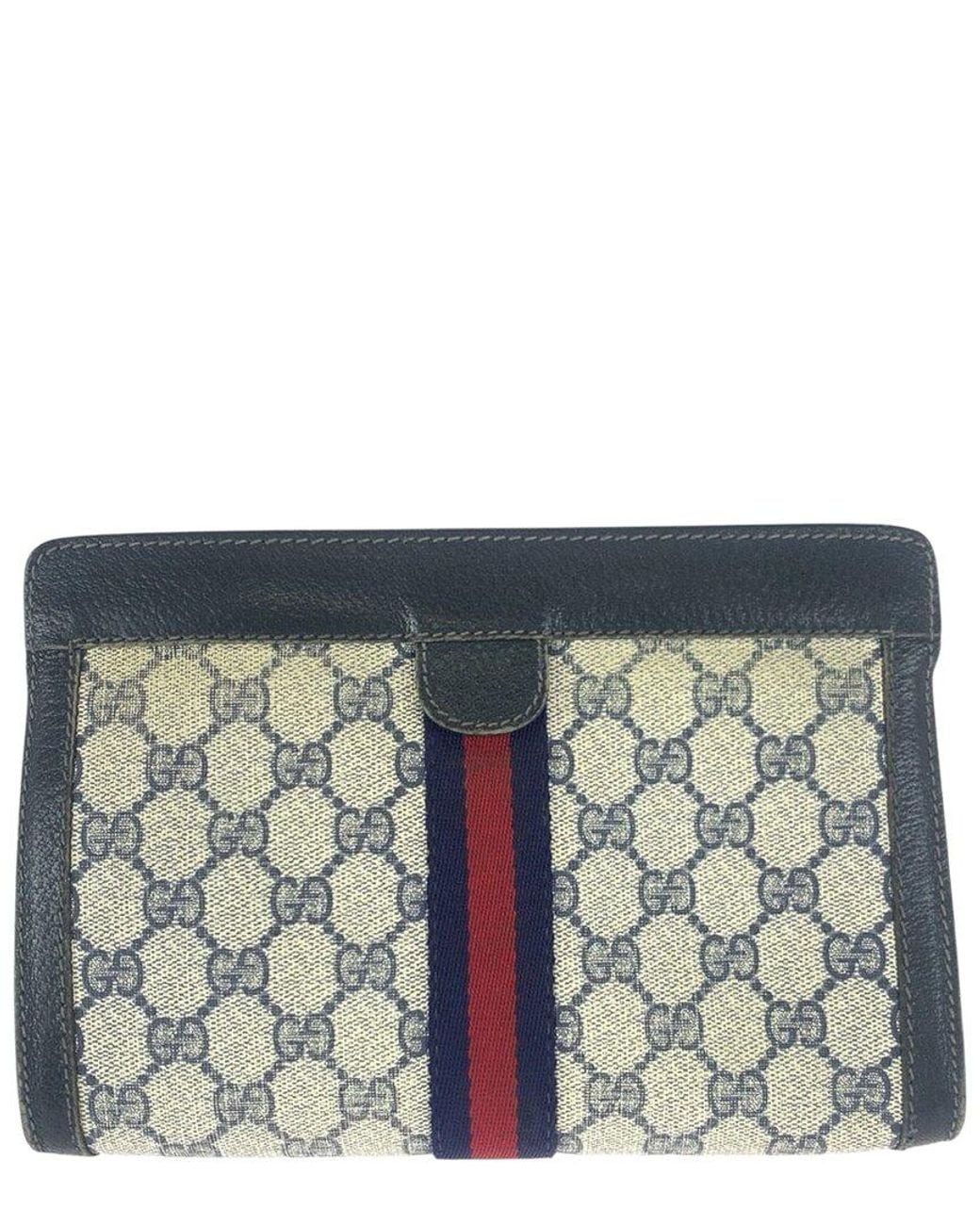 Gucci Gray Vintage GG Supreme Clutch (authentic Pre-loved)