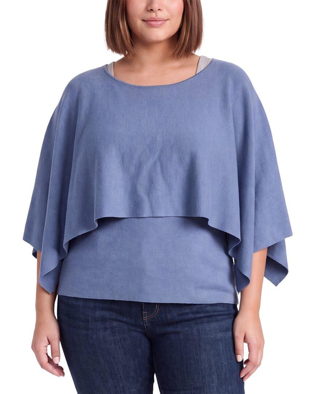 Anne Klein Blue Plus Sweater Cape Top