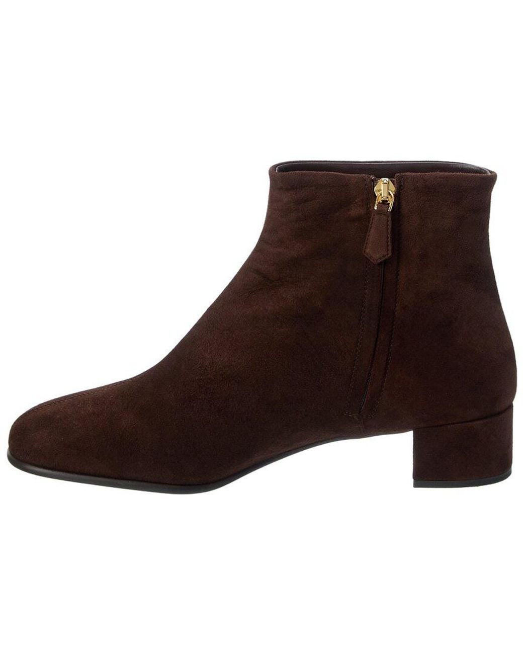 Prada Brown Triangle Suede Bootie